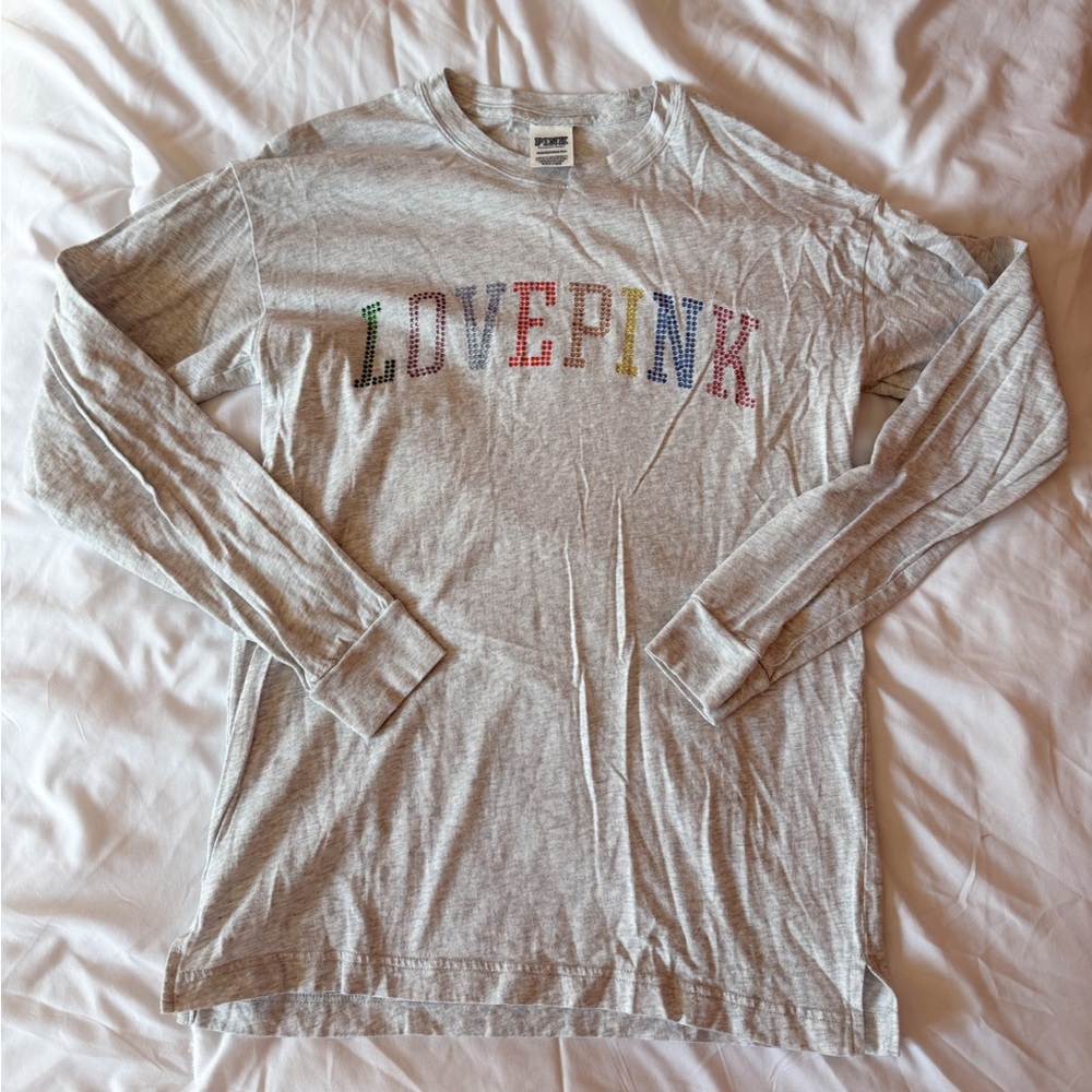 PINK Victoria’s Secret Light Grey Long Sleeve Tee Size XS